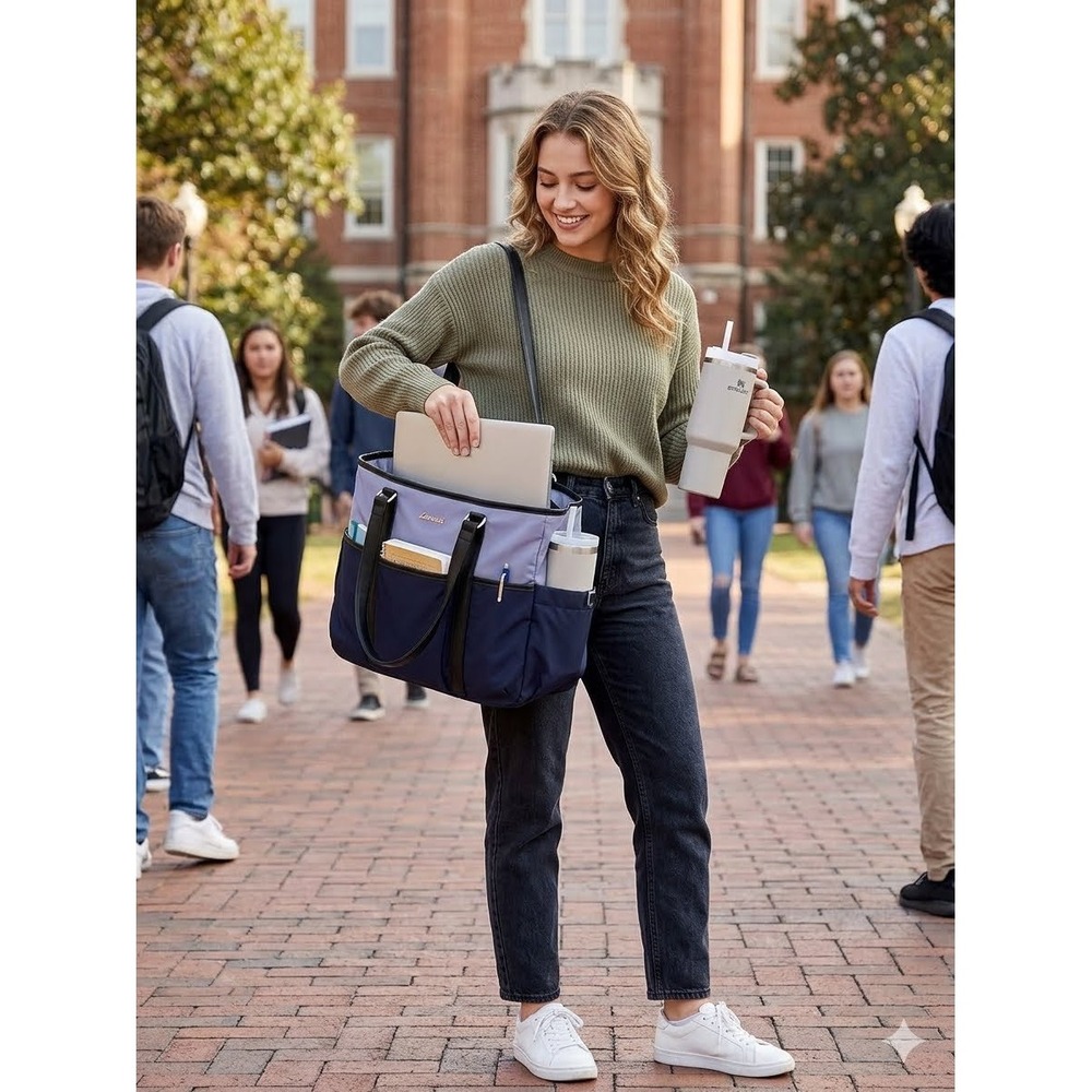 Lovevook Tote Bag Womens Medium Navy Blue Travel Work Teacher Nurse Utility Bag
